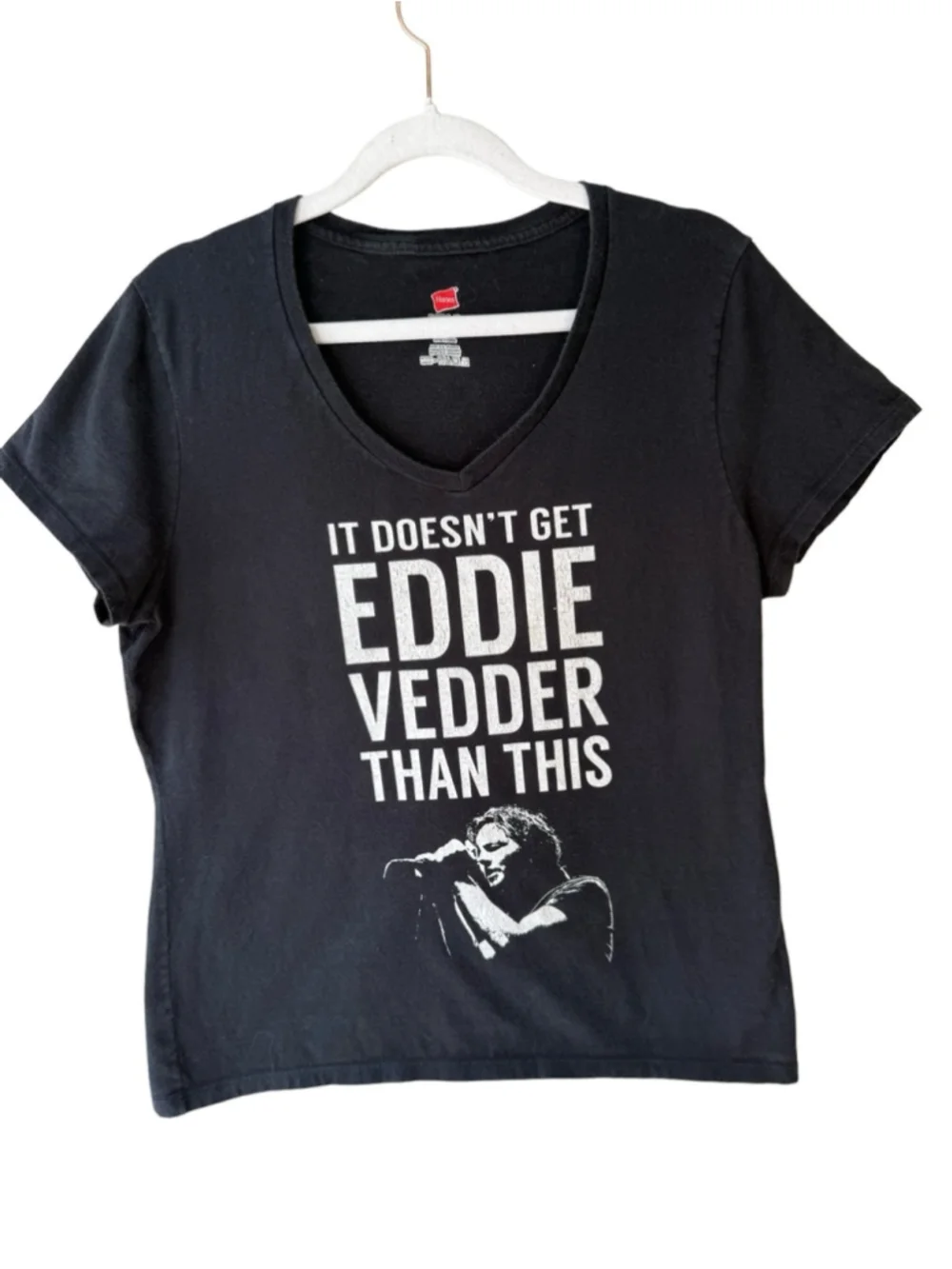 Eddie Vedder Graphic Band Tee Pearl Jam Inspired Hanes Black Tee Size M - Picture 1 of 7